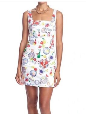 Corey Lynn Calter White Mini Dress with Multicolor Nautical Print